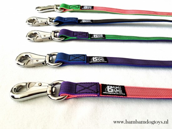BamBam Antislip Deluxe DUO Color hondenlijn/riem 1 m en langer